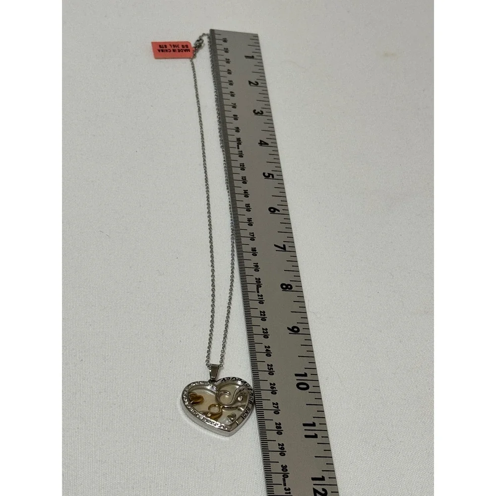 Stainless Steel Elephant Family‎ Heart Locket Necklace Mother of Pearl 18